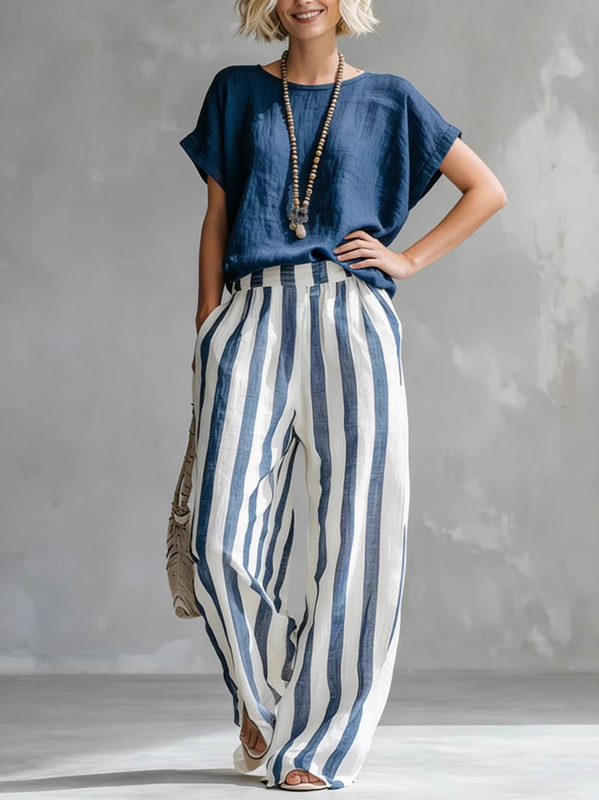 HELENA | Conjunto de Rayas con Pantalón Ancho que No Marca