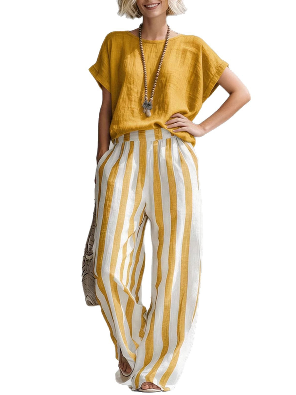 HELENA | Conjunto de Rayas con Pantalón Ancho que No Marca