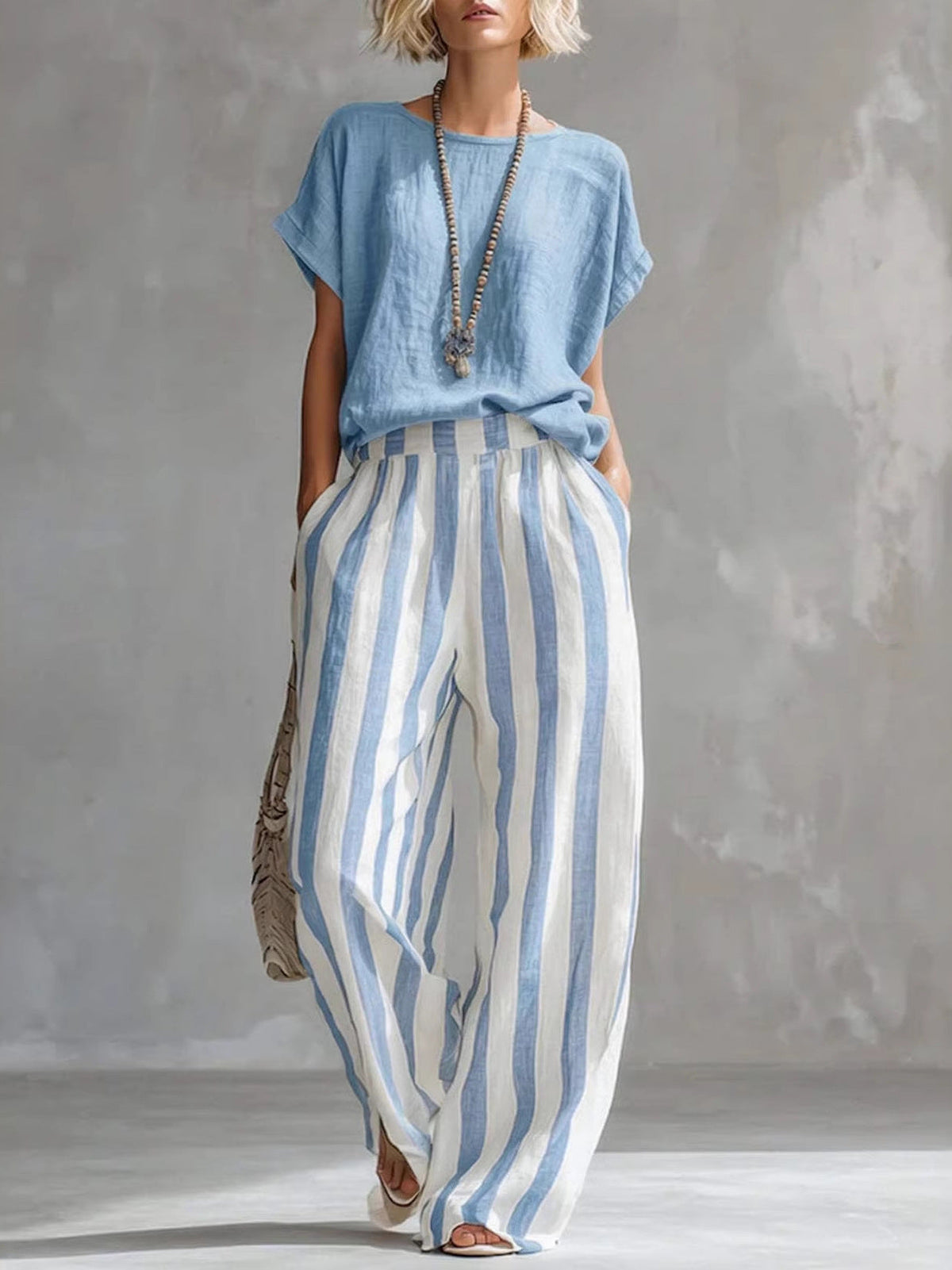 HELENA | Conjunto de Rayas con Pantalón Ancho que No Marca