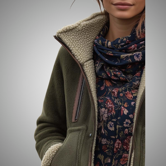 LORENA | Chaqueta Vintage de Borreguito con Cuello Alto