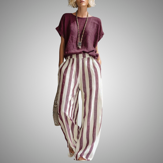 HELENA | Conjunto de Rayas con Pantalón Ancho que No Marca