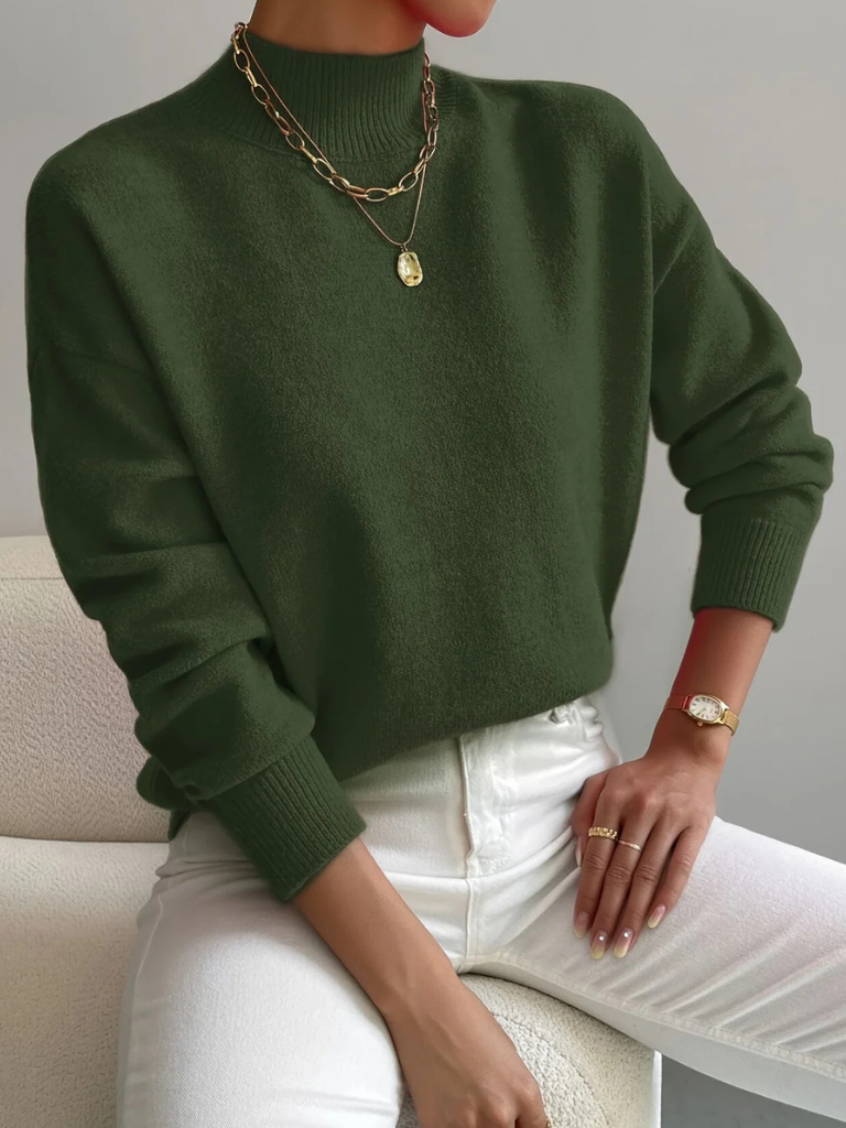 LISA | Jersey de punto acanalado con cuello perkins