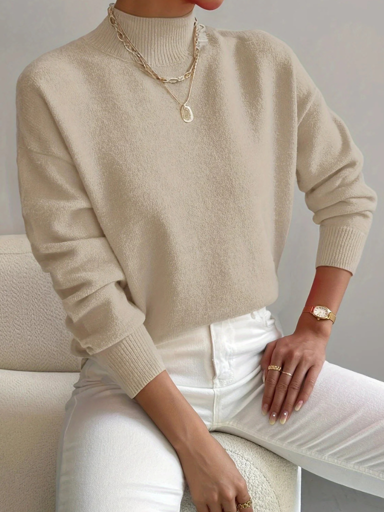LISA | Jersey de punto acanalado con cuello perkins