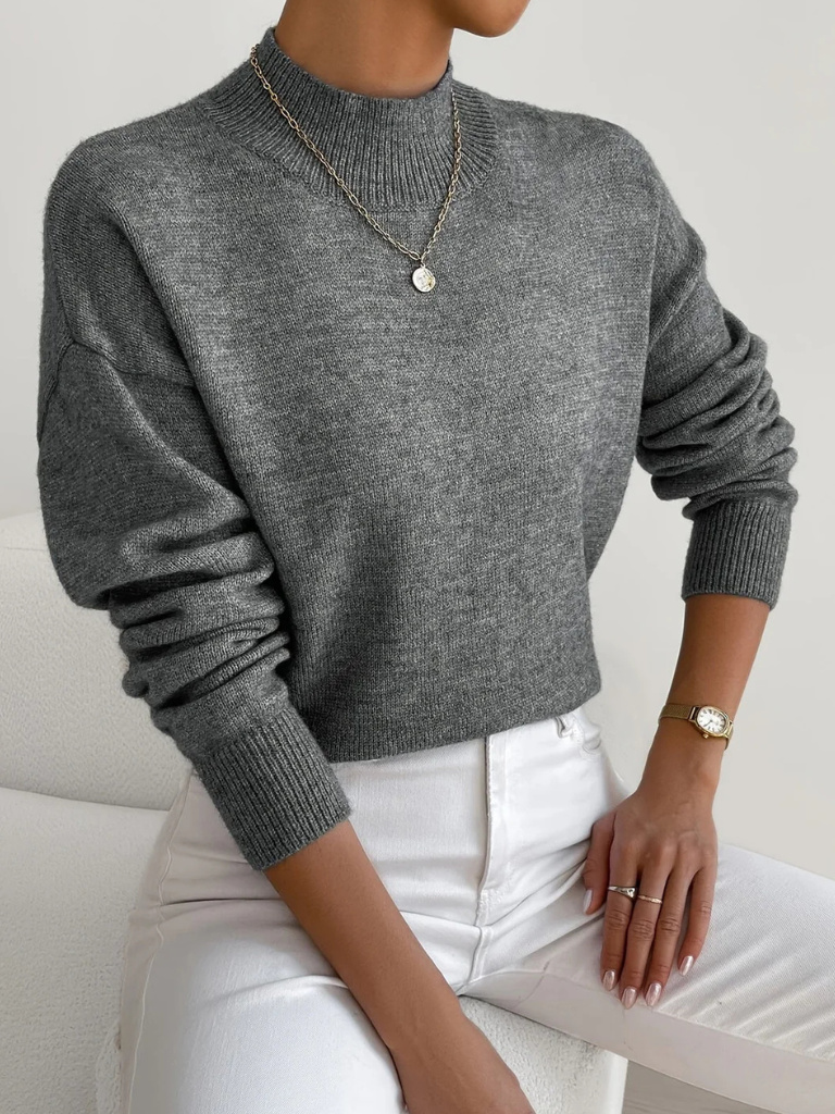 LISA | Jersey de punto acanalado con cuello perkins