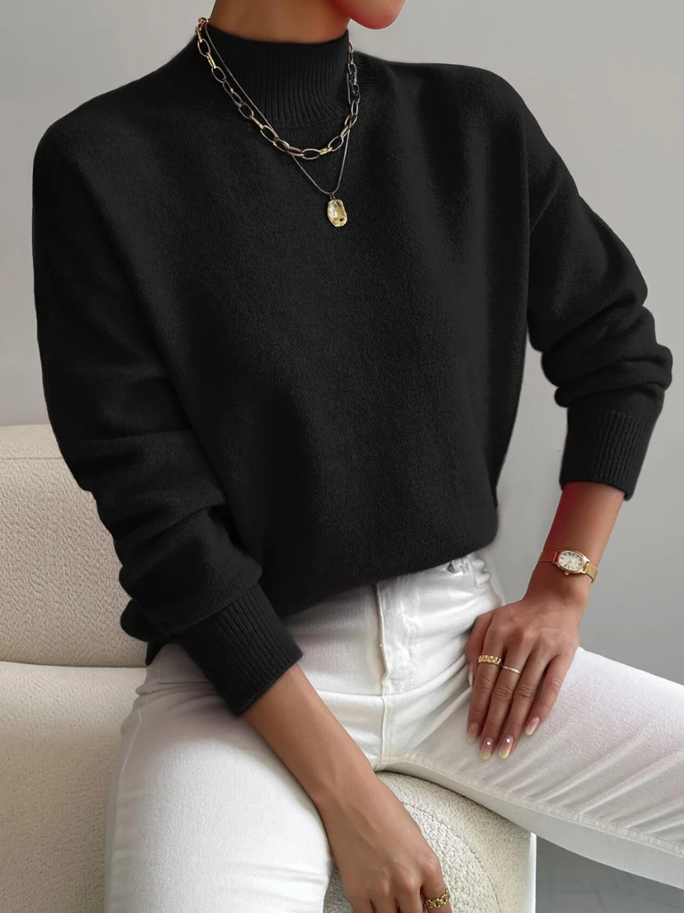 LISA | Jersey de punto acanalado con cuello perkins