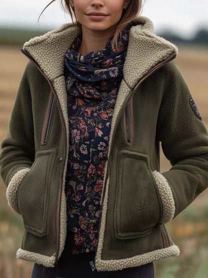 LORENA | Chaqueta Vintage de Borreguito con Cuello Alto