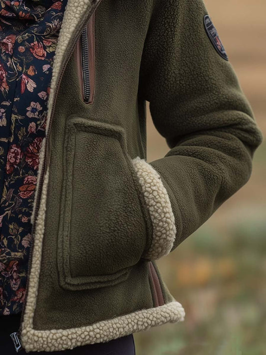 LORENA | Chaqueta Vintage de Borreguito con Cuello Alto