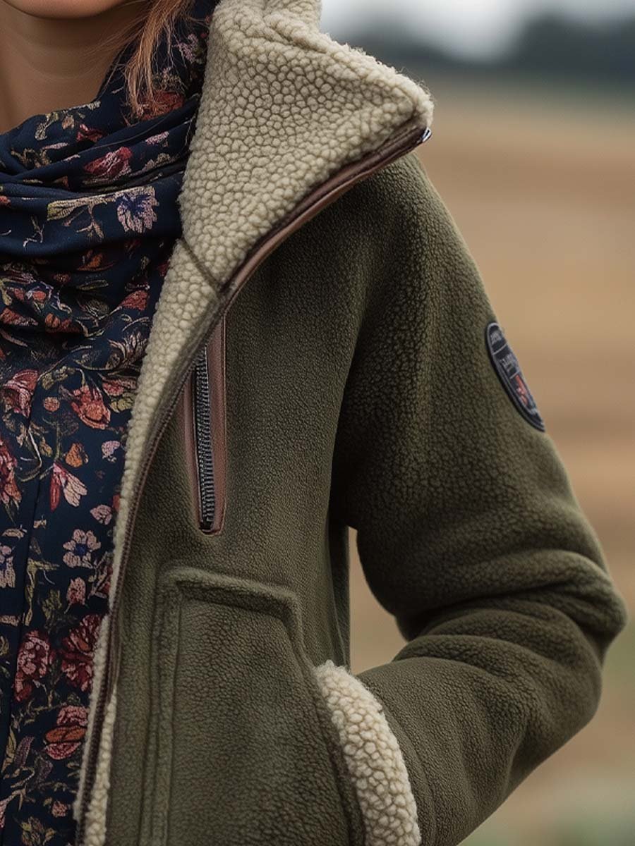 LORENA | Chaqueta Vintage de Borreguito con Cuello Alto