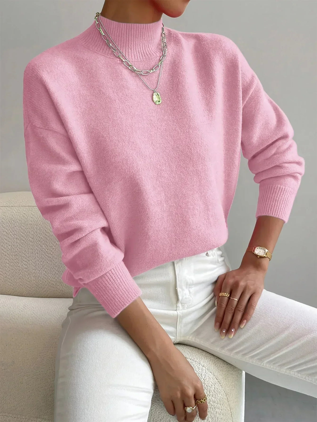 LISA | Jersey de punto acanalado con cuello perkins